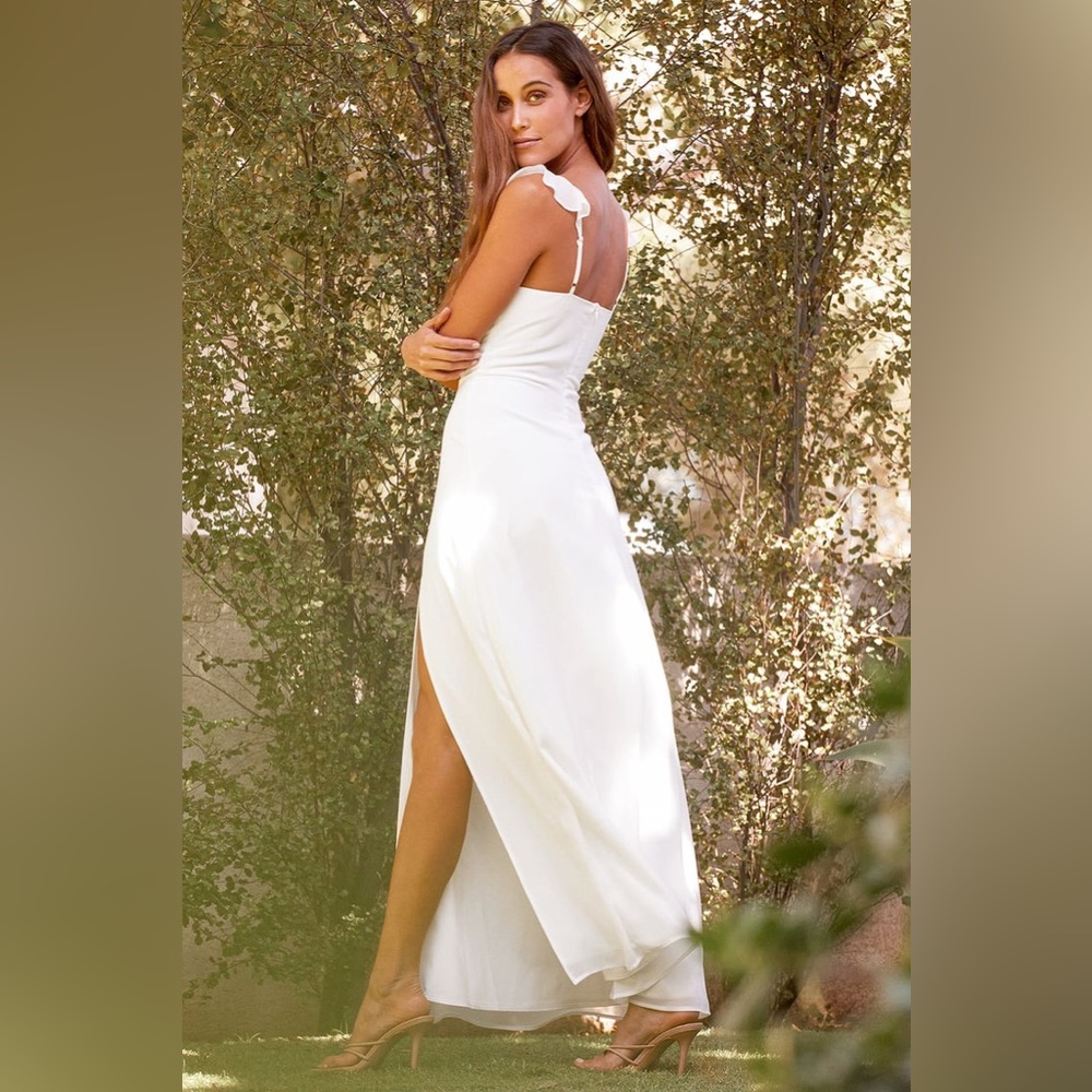 NWT Lulus The Way to Love White Ruffled Maxi Dress - Picture 3 of 6